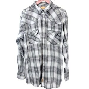 Bit & Bridle Shirt Mens 2XT Tall Pearl Snap Plaid Western Cowboy Cotton 2XL